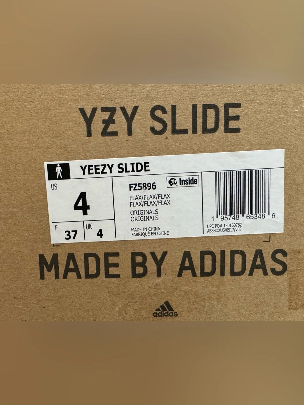 adidas Yeezy Slide Flax Size 4 Men/ 5 Women (Tried On) FZ5896